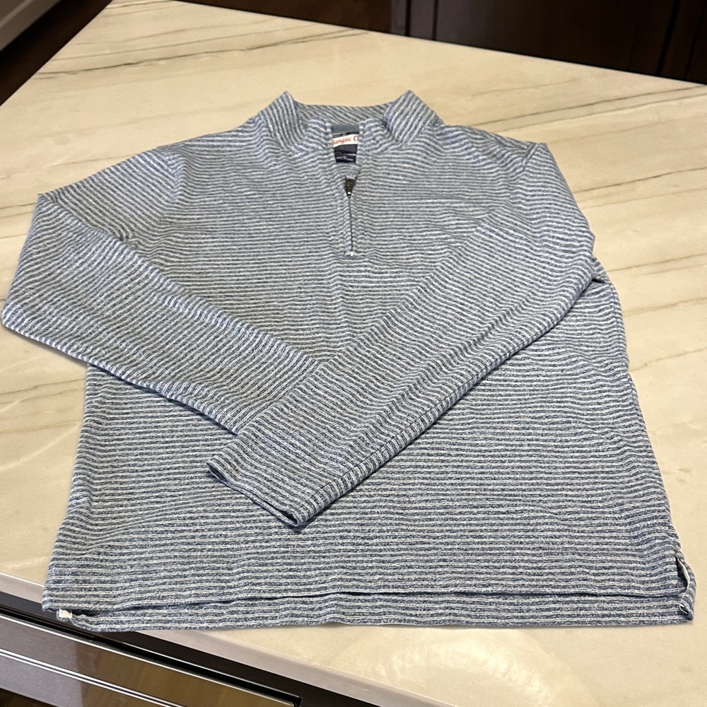 johnnie-O Gray and White Zip Up Sweater